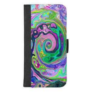 Groovy Abstract Aqua and Navy Lava Swirl iPhone 8/7 Plus Wallet Case