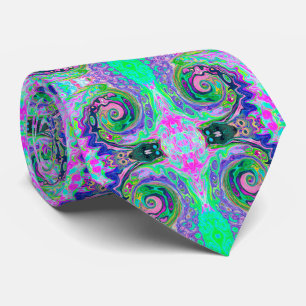 Groovy Abstract Aqua and Navy Lava Swirl Neck Tie