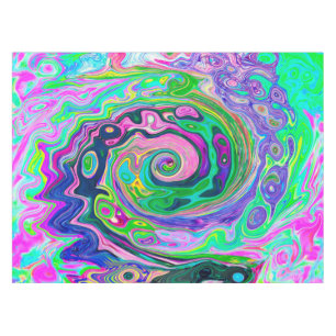 Groovy Abstract Aqua and Navy Lava Swirl Tablecloth