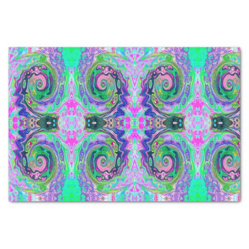 Groovy Abstract Aqua and Navy Lava Swirl Tissue Paper