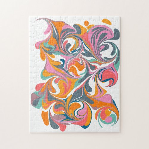 Groovy Abstract Colorful Marble Psychedelic Art Jigsaw Puzzle