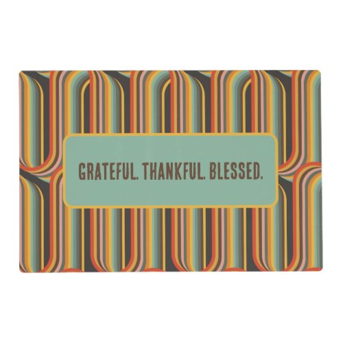 Groovy Abstract Grateful Thankful Blessed Placemat