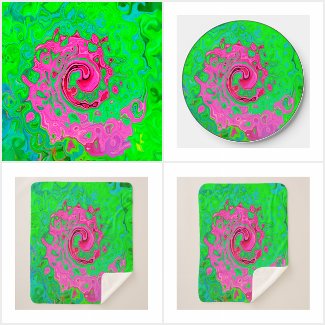 Groovy Abstract Green and Red Lava Liquid Swirl