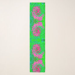Groovy Abstract Green and Red Lava Liquid Swirl Scarf