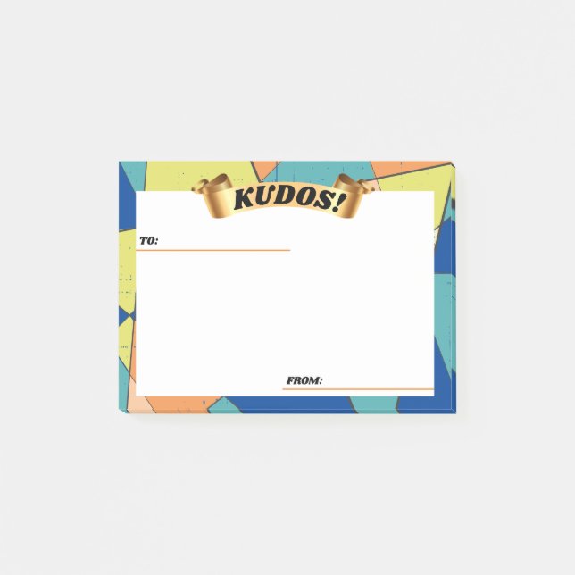 Groovy abstract kudos employee recognition post-it notes (Front)