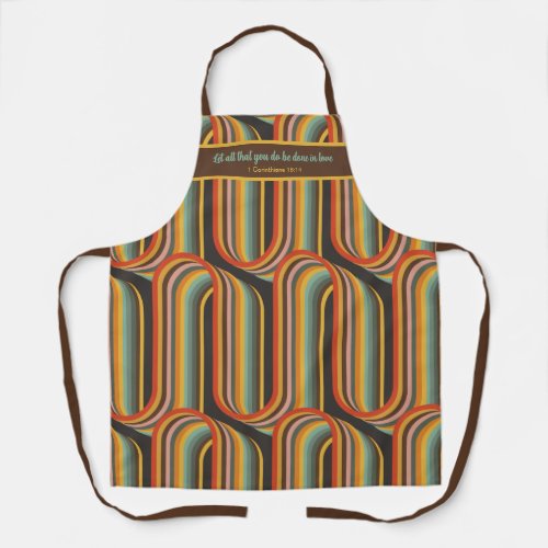 Groovy Abstract Let all you do be done in love Apron