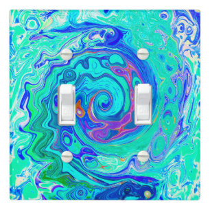 Groovy Abstract Ocean Blue and Green Liquid Swirl Light Switch Cover