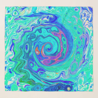 Groovy Abstract Ocean Blue and Green Liquid Swirl Scarf