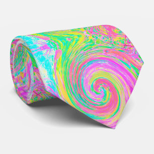 Groovy Abstract Pink and Blue Liquid Swirl Neck Tie