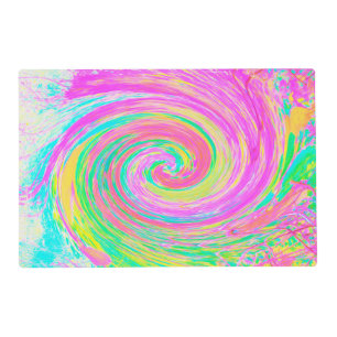 Groovy Abstract Pink and Blue Liquid Swirl Placemat
