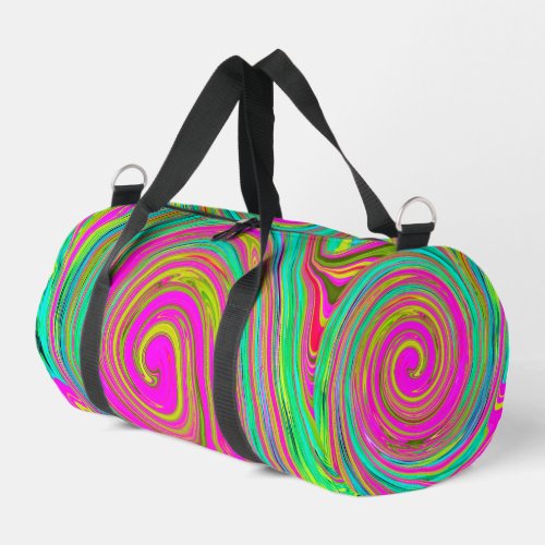 Groovy Abstract Pink and Turquoise Swirl Duffle Bag