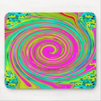 Groovy Abstract Pink and Turquoise Swirl Mouse Pad