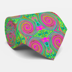 Groovy Abstract Pink and Turquoise Swirl Neck Tie