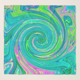 Groovy Abstract Retro Aquamarine Swirl Scarf