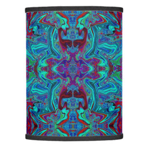 Groovy Abstract Retro Art in Blue and Red Lamp Shade