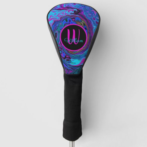 Groovy Abstract Retro Blue and Purple Swirl Golf H Golf Head Cover