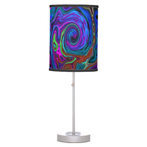 Groovy Abstract Retro Blue and Purple Swirl Table Lamp