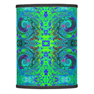 Groovy Abstract Retro Green and Blue Swirl Lamp Shade