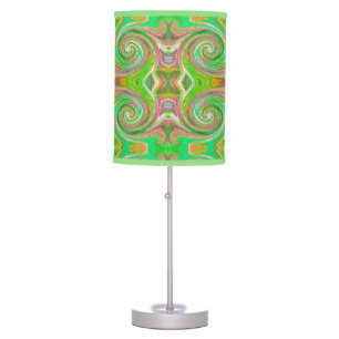 Groovy Abstract Retro Green and Hot Pink Swirl Table Lamp