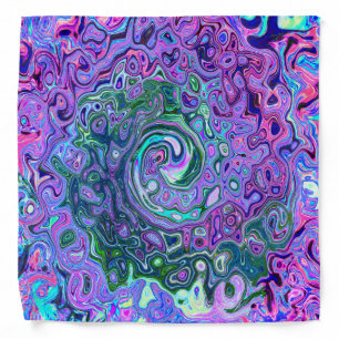 Groovy Abstract Retro Green and Purple Swirl Bandana