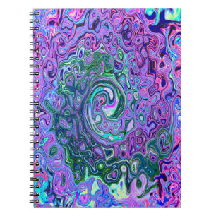 Groovy Abstract Retro Green and Purple Swirl Notebook