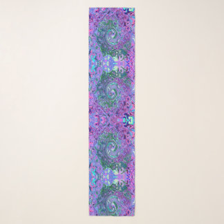 Groovy Abstract Retro Green and Purple Swirl Scarf