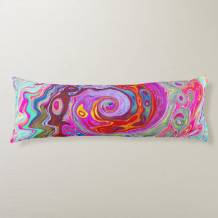Groovy Abstract Retro Hot Pink and Blue Swirl Body Pillow