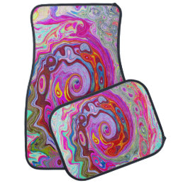 Groovy Abstract Retro Hot Pink and Blue Swirl Car Floor Mat