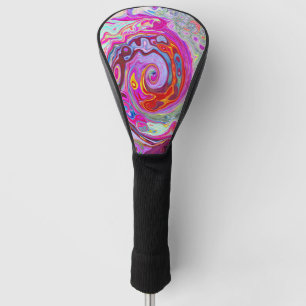 Groovy Abstract Retro Hot Pink and Blue Swirl Golf Head Cover