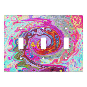 Groovy Abstract Retro Hot Pink and Blue Swirl Light Switch Cover
