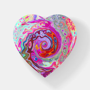Groovy Abstract Retro Hot Pink and Blue Swirl Paperweight
