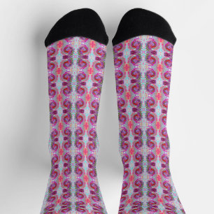 Groovy Abstract Retro Hot Pink and Blue Swirl Socks