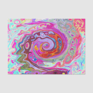 Groovy Abstract Retro Hot Pink and Blue Swirl Tissue Paper