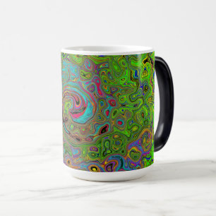 Groovy Abstract Retro Lime Green and Blue Swirl Color Morph Mug