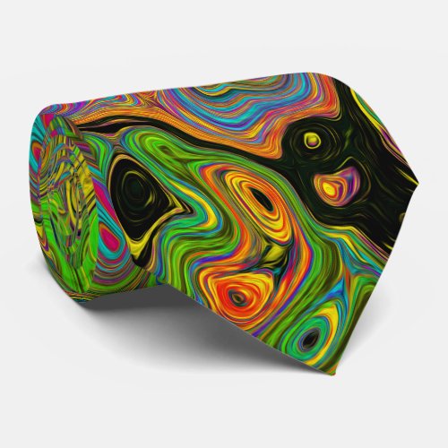 Groovy Abstract Retro Lime Green and Blue Swirl Neck Tie