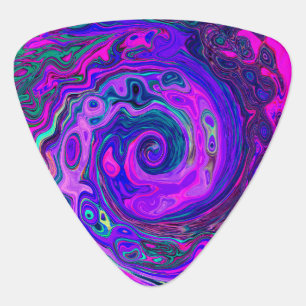 Groovy Abstract Retro Magenta and Purple Swirl Guitar Pick