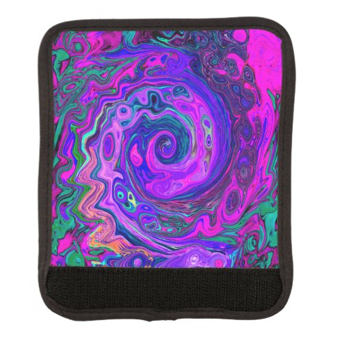 Groovy Abstract Retro Magenta and Purple Swirl Luggage Handle Wrap