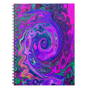 Groovy Abstract Retro Magenta and Purple Swirl Notebook