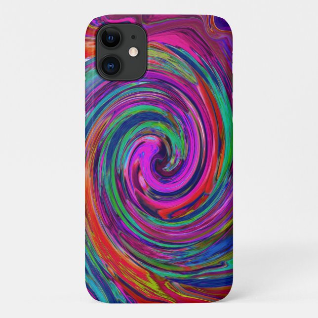 Groovy Abstract Retro Magenta Dark Rainbow Swirl Case-Mate iPhone Case (Back)