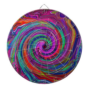 Groovy Abstract Retro Magenta Dark Rainbow Swirl Dart Board