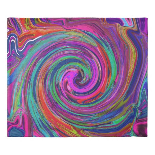 Groovy Abstract Retro Magenta Dark Rainbow Swirl Duvet Cover