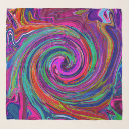 Groovy Abstract Retro Magenta Dark Rainbow Swirl Scarf
