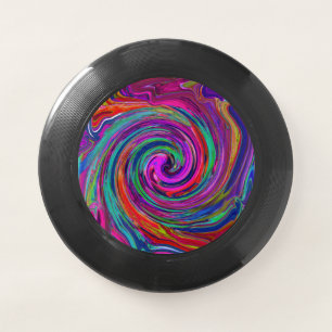 Groovy Abstract Retro Magenta Dark Rainbow Swirl Wham-O Frisbee