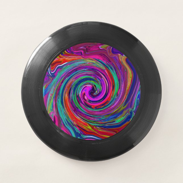 Groovy Abstract Retro Magenta Dark Rainbow Swirl Wham-O Frisbee (Front)