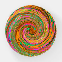 Groovy Abstract Retro Orange and Green Swirl