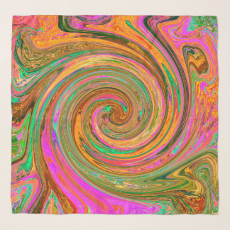 Groovy Abstract Retro Orange and Green Swirl Scarf