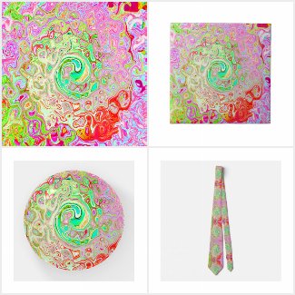 Groovy Abstract Retro Pastel Green Liquid Swirl