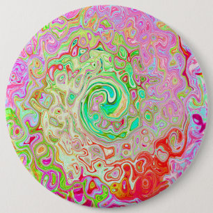 Groovy Abstract Retro Pastel Green Liquid Swirl Button
