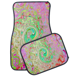 Groovy Abstract Retro Pastel Green Liquid Swirl Car Floor Mat