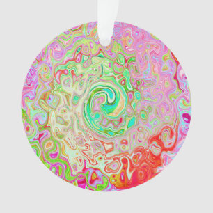 Groovy Abstract Retro Pastel Green Liquid Swirl Ornament